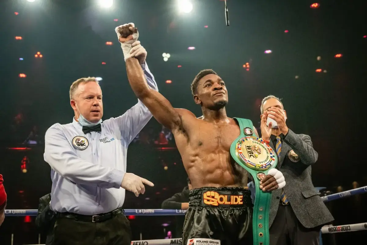 Christian Mbilli.  Mbilli fights battle tested Demond Nicholson on September 8th  in Quebec, Canada  on Aug 22, 2023. PHOTO BY EOTTM/EYE OF THE TIGER MANAGEMENT